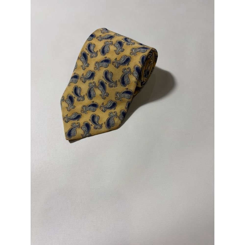 Gianfranco Ruffini Italy Silk Tie Yellow Blue Paisley Vintage